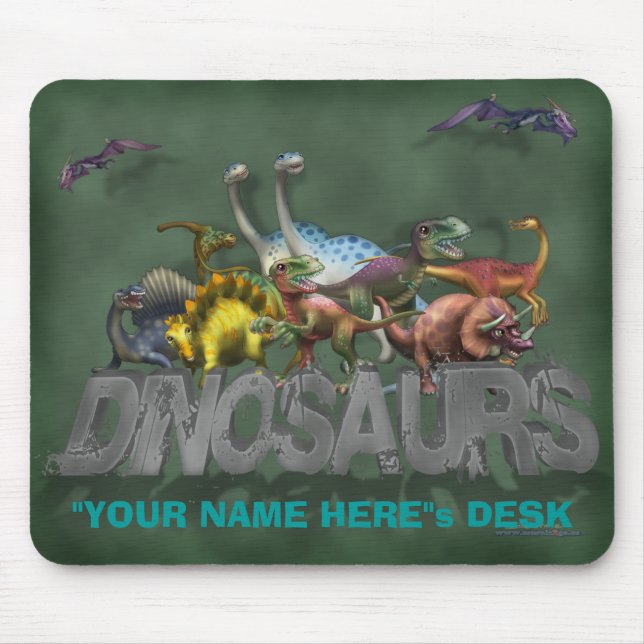 "Personalisiere mich!" Dinosaurier Mousepad (Vorne)