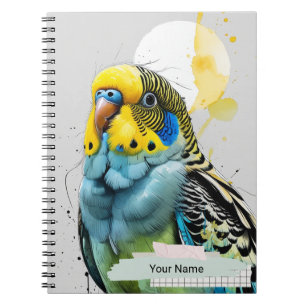 PERSONALISIERE Modernes Blaue Sittich-Vogel Notizb Notizblock
