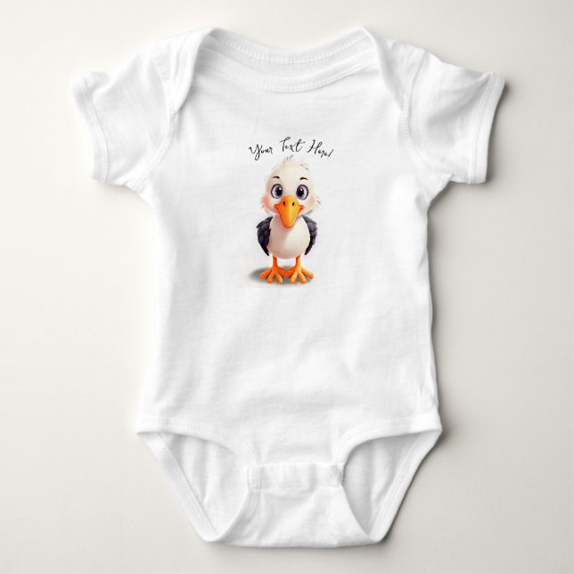 Personalisiere Name Niedlich Baby Storch Strampler (Vorderseite)