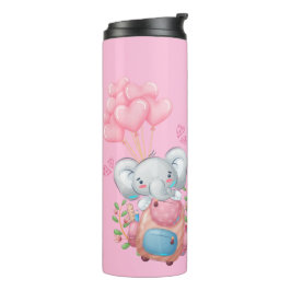 Personalisiere | Niedlicher rosa Elefant Thermosbecher