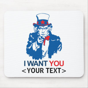 PERSONALISIERE ONKEL SAM WILL DICH, <YOUR TEXT> MOUSEPAD