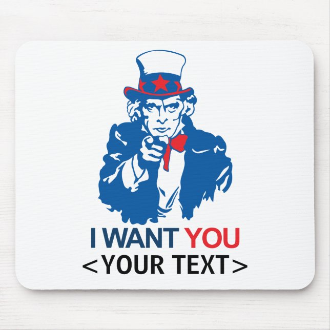PERSONALISIERE ONKEL SAM WILL DICH, <YOUR TEXT> MOUSEPAD (Vorne)