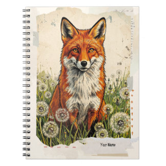 PERSONALISIERE Süßer Vintage-Fuchs-Collage Notizblock