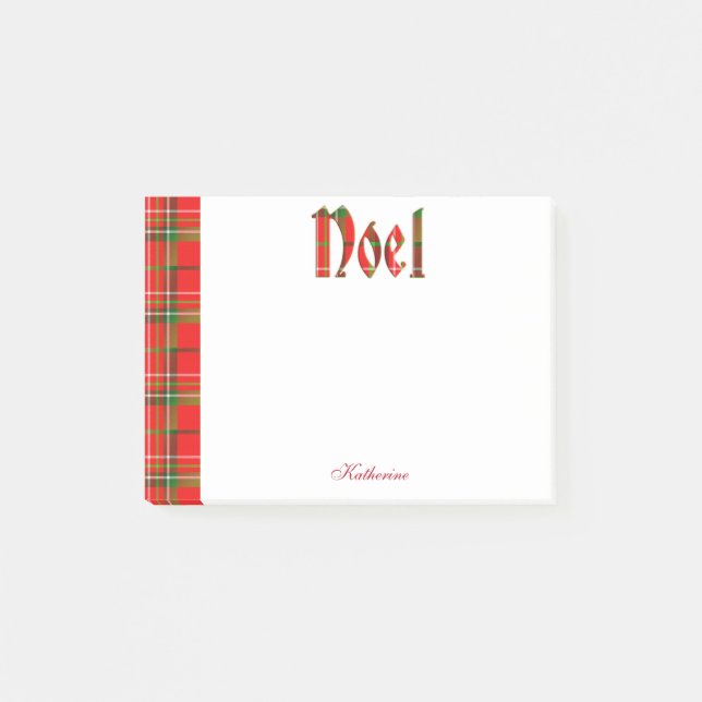 Personalisiere: "Weihnachten" - Weihnachts-Tartan- Post-it Klebezettel (Vorderseite)