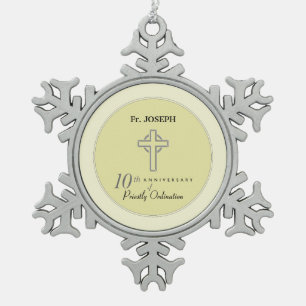Personalisieren, 10. Geburtstag des Priesters verk Schneeflocken Zinn-Ornament