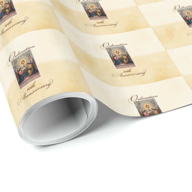 Personalisieren, 10. Ordination Anniversary Angels Geschenkpapier (Rolleneckpunkt)