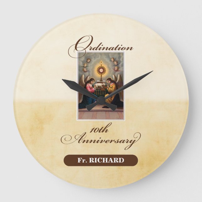 Personalisieren, 10. Ordination Anniversary Angels Große Wanduhr (Vorderseite)