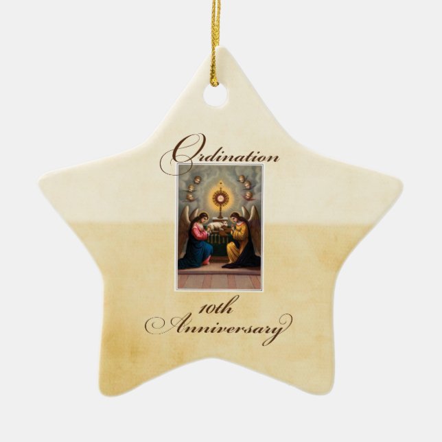 Personalisieren, 10. Ordination Anniversary Angels Keramik Ornament (Vorne)