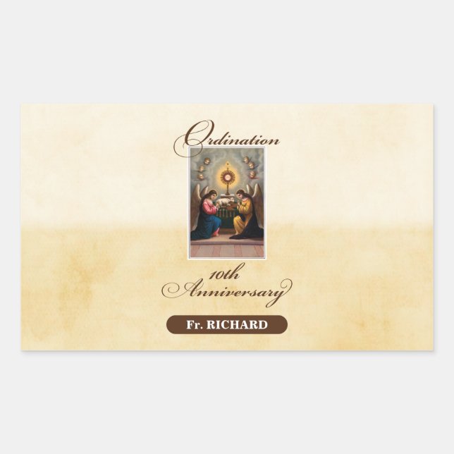 Personalisieren, 10. Ordination Anniversary Angels Rechteckiger Aufkleber (Vorderseite)