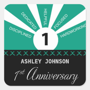 Personalisieren, 1. Jahr Mitarbeiter Jahr Quadratischer Aufkleber