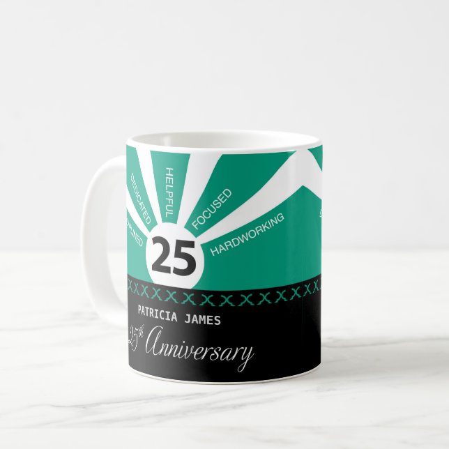 Personalisieren, 25. Jahr Mitarbeiter Jahr Kaffeetasse (Vorderseite Links)
