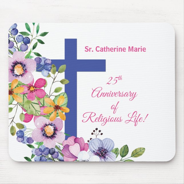 Personalisieren, 25-jähriges religiöses Leben Mousepad (Vorne)