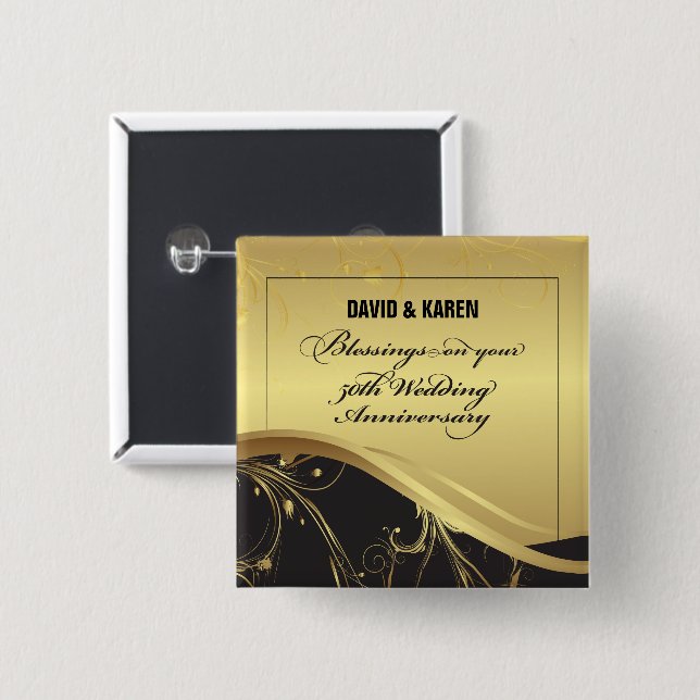 Personalisieren, 50. Hochzeit Jahrestag Religious Button (Vorne & Hinten)