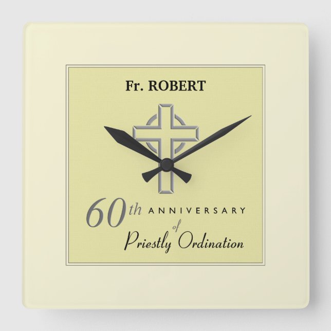 Personalisieren, 60. Geburtstag des Priesters verk Quadratische Wanduhr (Vorderseite)
