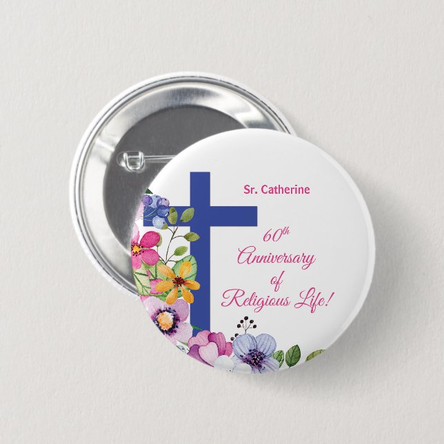 Personalisieren, 60. Jubiläum Nun religiöses Leben Button (Vorne & Hinten)