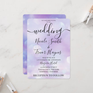 Personalisieren: Ätherische lila Bokeh-Hochzeit Einladung