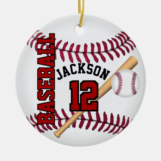 Personalisieren ⚾ Baseball Keramik Ornament (Vorne)