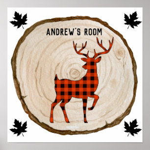 Personalisieren Boy Buffalo Karierten Holz Slice R Poster