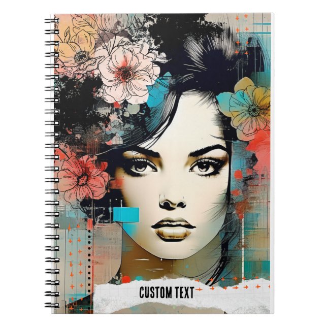 PERSONALISIEREN: Collage Blume | Notebook-Journal Notizblock (Vorderseite)