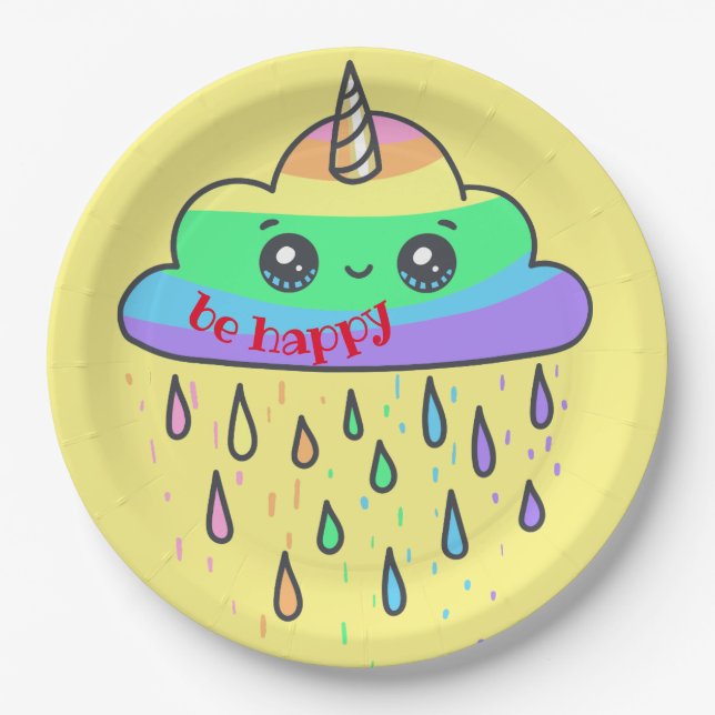 Personalisieren der Rainbow Cloud Unicorn Pappteller (Vorderseite)