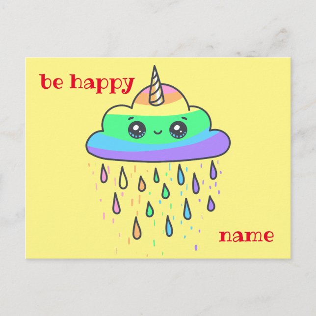 Personalisieren der Rainbow Cloud Unicorn Postkarte (Vorderseite)