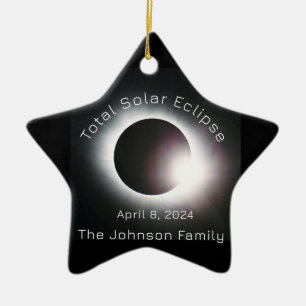 Personalisieren der totalen Sonnenfinsternis 2024 Keramik Ornament