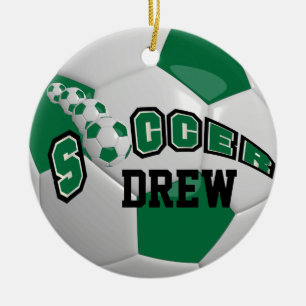 Personalisieren des Fußballball Dunkelgrün Keramik Ornament