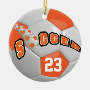 Personalisieren des Fußballball   Orange Keramik Ornament