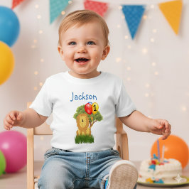 Personalisieren des Geburtstags-Löwenjungen Baby T-shirt