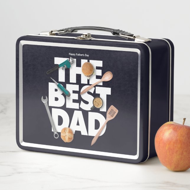 Personalisieren des glücklichen Vaters | Der beste Metall Brotdose (Beispiel)