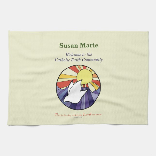 Personalisieren des Namens, RCIA-Dove-Circle auf G Geschirrtuch (Horizontal)