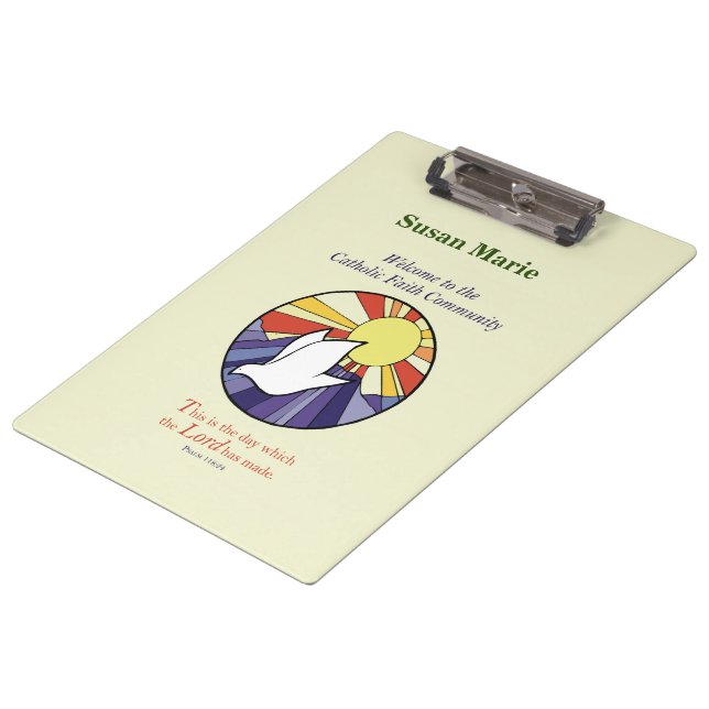 Personalisieren des Namens, RCIA-Dove-Circle auf G Klemmbrett (Schrägansicht)