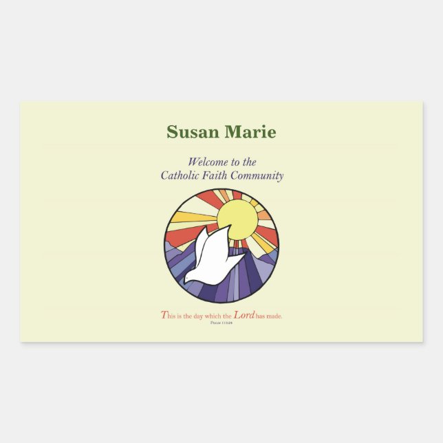 Personalisieren des Namens, RCIA-Dove-Circle auf G Rechteckiger Aufkleber (Vorderseite)