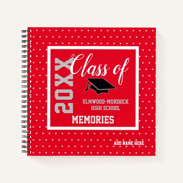 Personalisieren des Red Senior Class 2021 High Sch Notizbuch (Vorderseite)