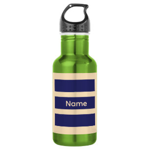 Personalisieren Dk Blau + Creme Streifen Grün Edelstahlflasche