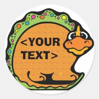 Personalisieren eines Dinosauriers,<YOUR TEXT> Runder Aufkleber