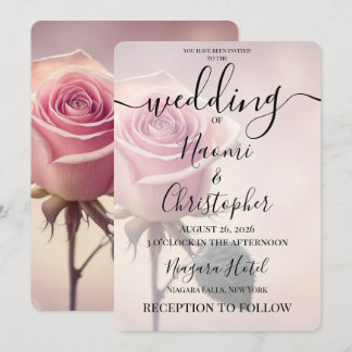PERSONALISIEREN: Einzelne rosa Rosenhochzeit Einladung