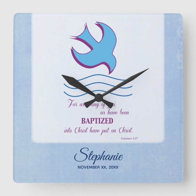 Personalisieren, Erwachsenentauchung Taube auf bla Quadratische Wanduhr (Vorderseite)