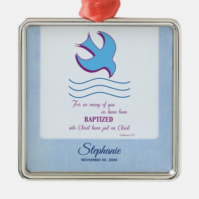 Personalisieren, Erwachsenentauchung Taube auf bla Silbernes Ornament (Vorne)