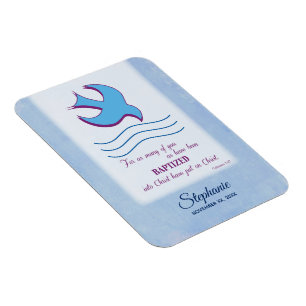 Personalisieren, Erwachsenentaufe Taube auf Blau Magnet