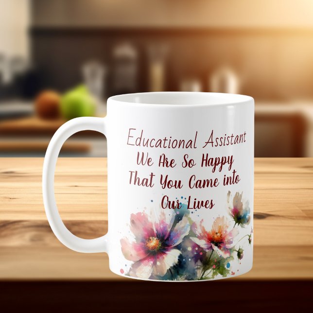 Personalisieren/Erziehungsassistent/Bloral Kaffeetasse (Customize , change the template wording to your own or order as is. Front view)