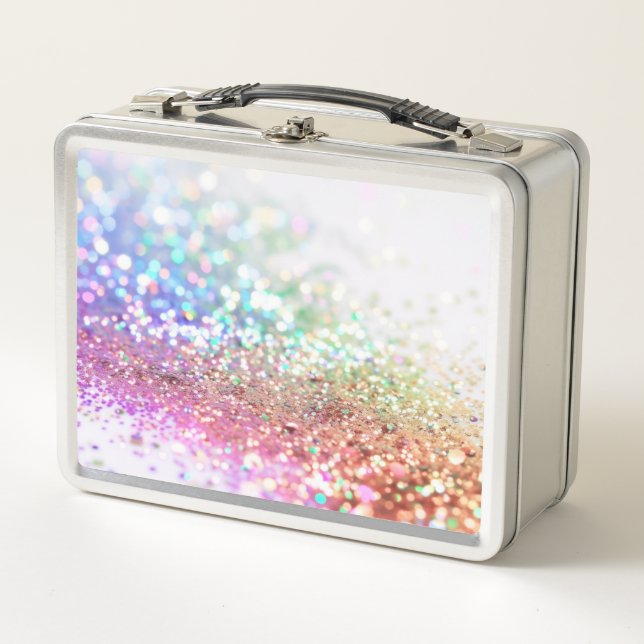 PERSONALISIEREN - Farbiger Glitter Metall Brotdose (Vorderseite)