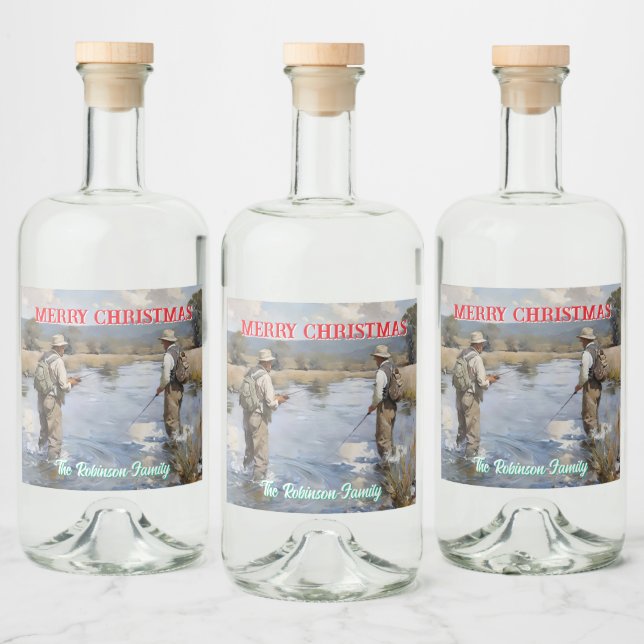 Personalisieren Fly Fishing Frohe Weihnachten Alkoholflaschenetikett (Flaschen)