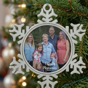 PERSONALISIEREN Foto für Erinnerungen der Silver F Schneeflocken Zinn-Ornament
