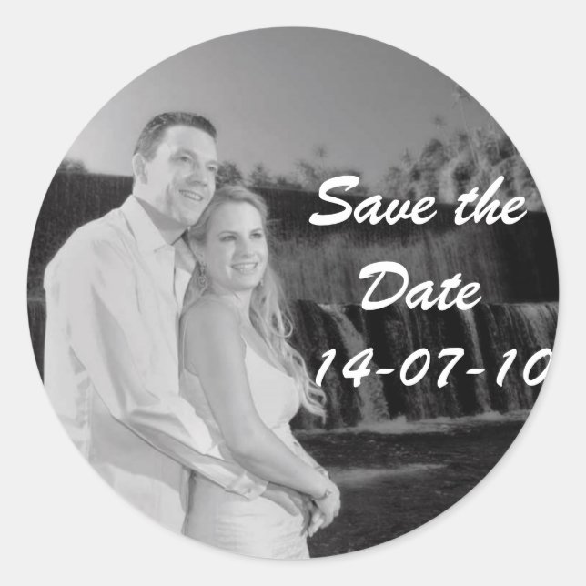 PERSONALISIEREN FOTO SAVE THE DATE RUNDER AUFKLEBER (Vorderseite)