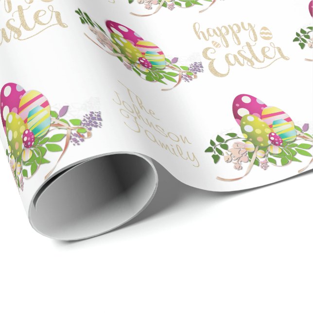 Personalisieren glücklicher Ostern Geschenkpapier (Rolleneckpunkt)