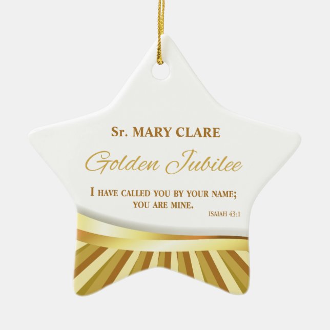Personalisieren, Goldenes Jubiläum des religiösen  Keramik Ornament (Vorne)