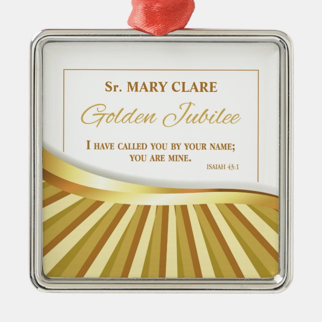 Personalisieren, Goldenes Jubiläum des religiösen  Ornament Aus Metall (Vorne)