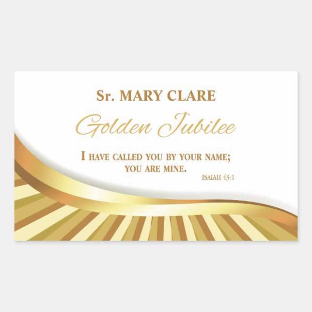 Personalisieren, Goldenes Jubiläum des religiösen  Rechteckiger Aufkleber (Vorderseite)