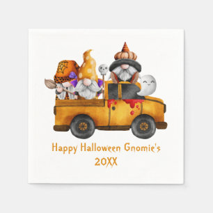 Personalisieren Halloween Gnomes Orange Truck Serviette